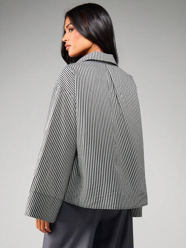 Missguided MISSGUIDED Striped Button Down Shirt With Collar