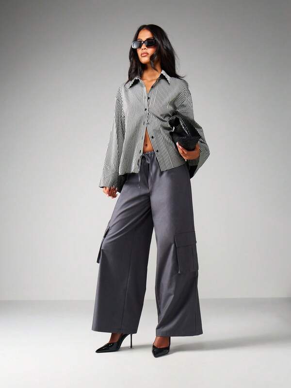 Missguided MISSGUIDED Striped Button Down Shirt With Collar