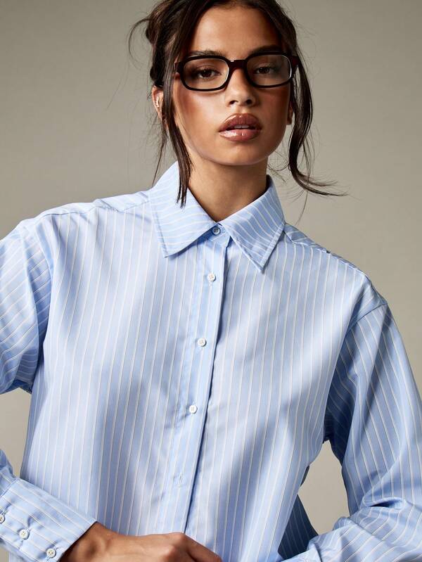 Missguided MISSGUIDED Striped Button Down Shirt With Open Back Tie Detail