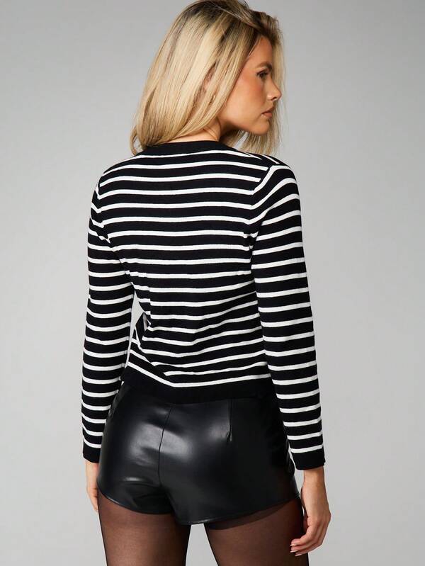 Missguided MISSGUIDED Striped Button Front Cardigan