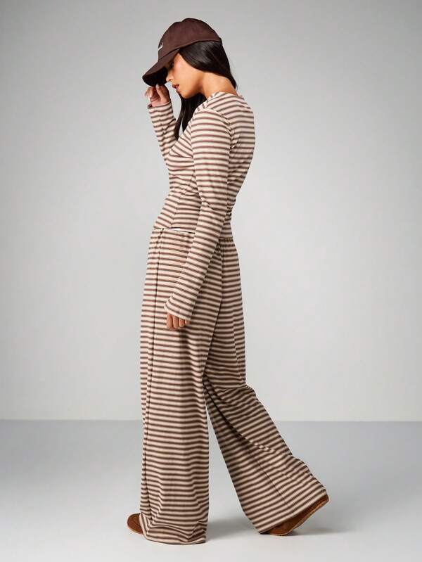 Missguided MISSGUIDED Striped Button Through Co Ord Set