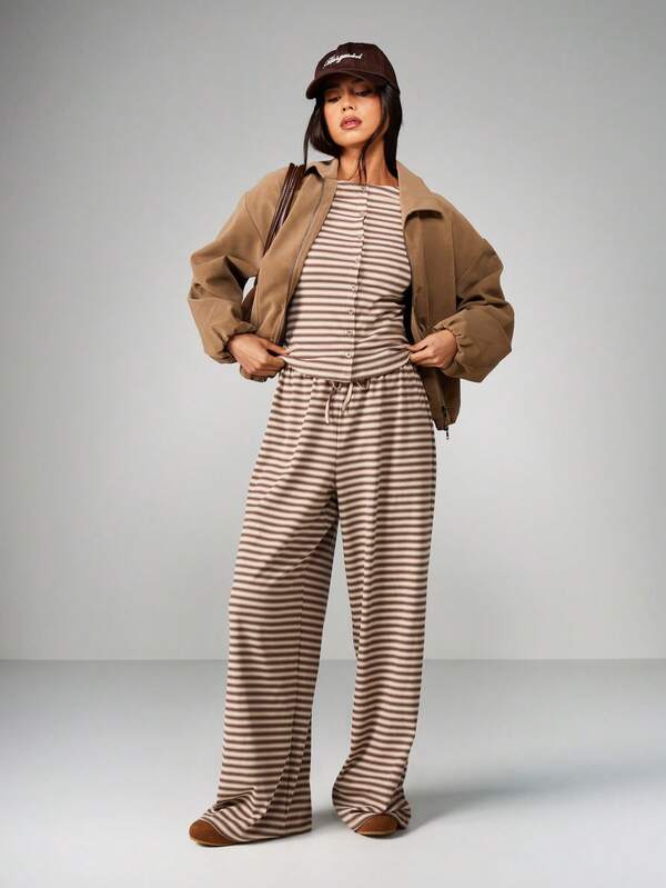Missguided MISSGUIDED Striped Button Through Co Ord Set