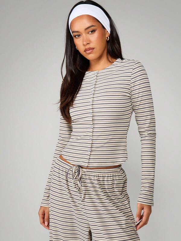 Missguided MISSGUIDED Striped Button Through Co Ord Set