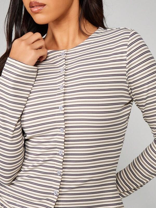 Missguided MISSGUIDED Striped Button Through Co Ord Set