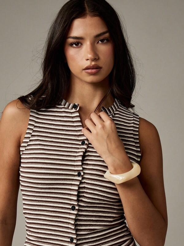 Missguided MISSGUIDED Striped Button Through Sleeveless Co Ord Set With High Waist Shorts