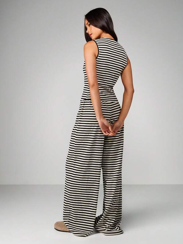 Missguided MISSGUIDED Striped Button Through Tank And Pants Set