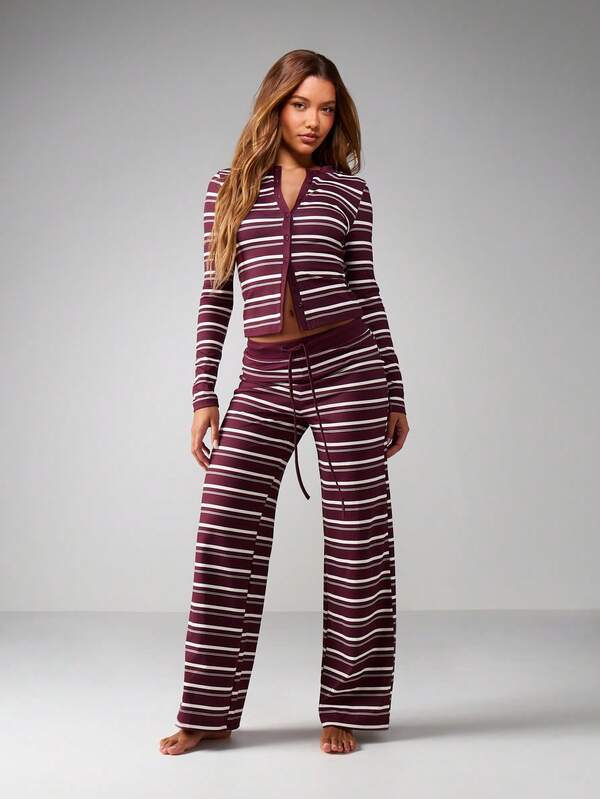 Missguided MISSGUIDED Striped Button-Up Cardigan With Long Sleeves