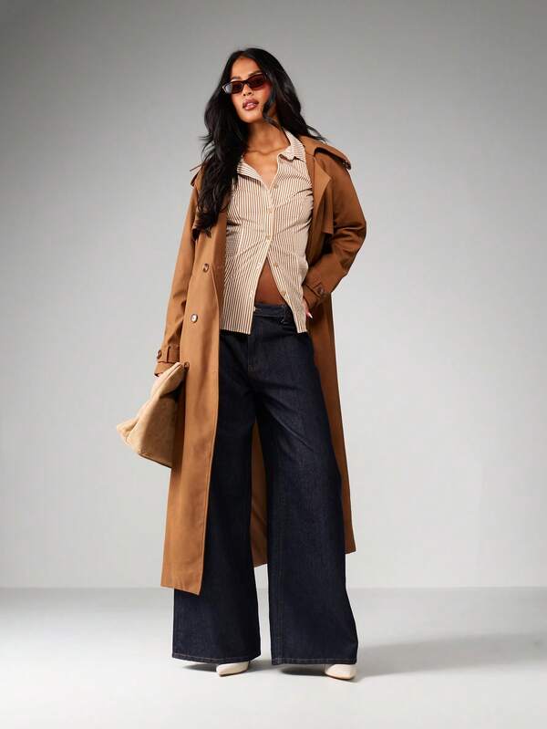 Missguided MISSGUIDED Striped Button Up Shirt With Tie Detail