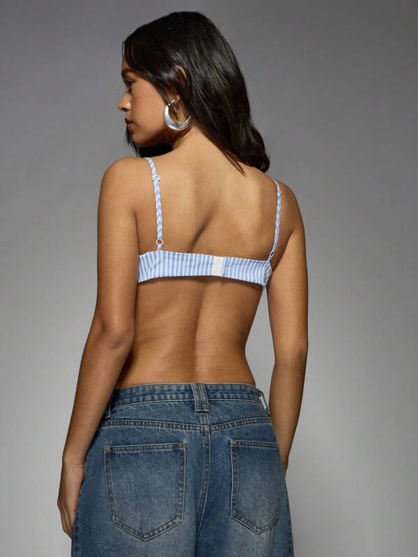 Missguided MISSGUIDED Striped Cotton Bralette With Sweetheart Neckline