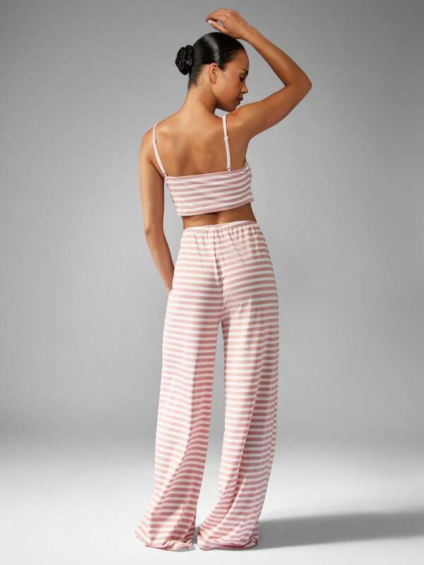Missguided MISSGUIDED Striped Crop Cami Top With Wide Leg Pants