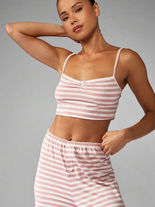 Missguided MISSGUIDED Striped Crop Cami Top With Wide Leg Pants