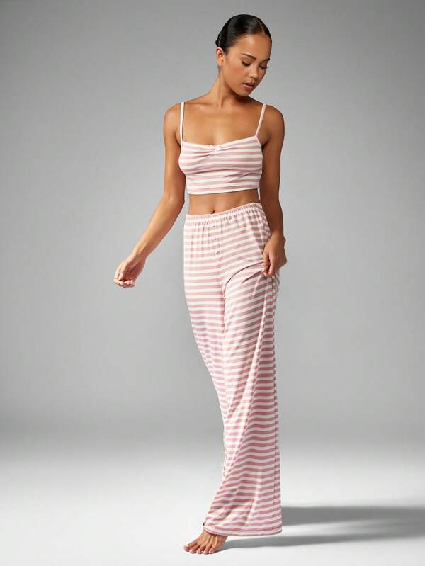 Missguided MISSGUIDED Striped Crop Cami Top With Wide Leg Pants