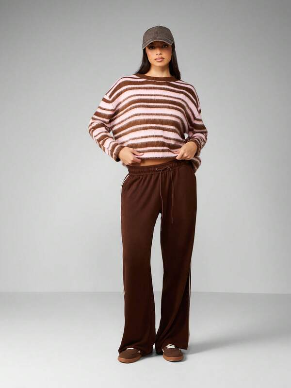 Missguided MISSGUIDED Striped Knit Pullover Sweater With Ribbed Trim