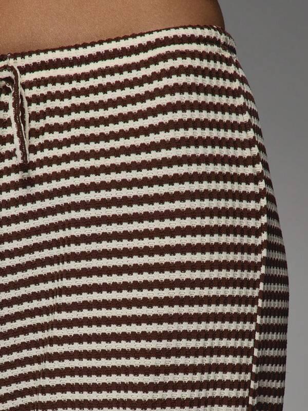 Missguided MISSGUIDED Striped Knit Wide Leg Palazzo Pants With Drawstring