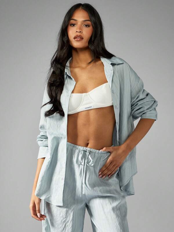 Missguided MISSGUIDED Striped Linen Shirt And Trousers Two Piece Co Ord Set