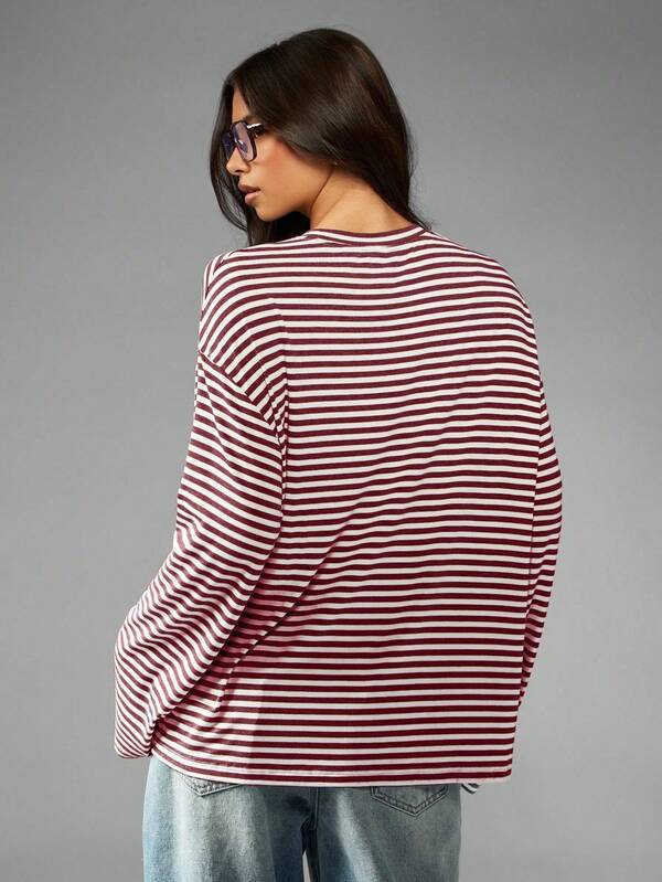Missguided MISSGUIDED Striped Long Sleeve Tee With Number Print
