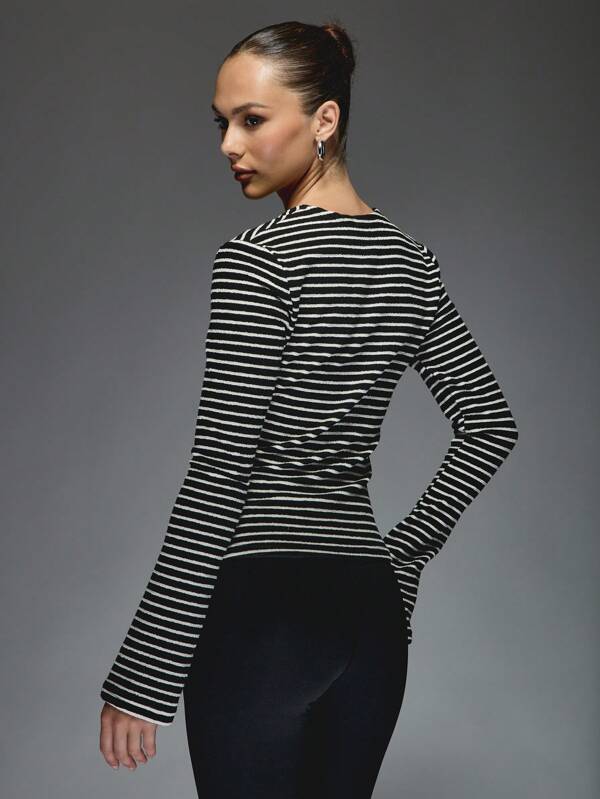 Missguided MISSGUIDED Striped Long Sleeves Buttoned Top