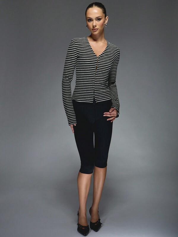 Missguided MISSGUIDED Striped Long Sleeves Buttoned Top