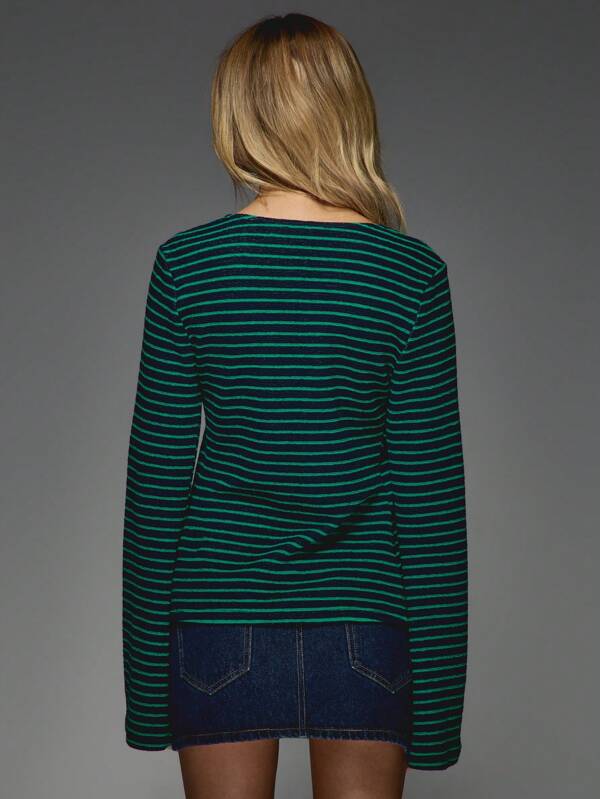 Missguided MISSGUIDED Striped Long Sleeves Buttoned Top