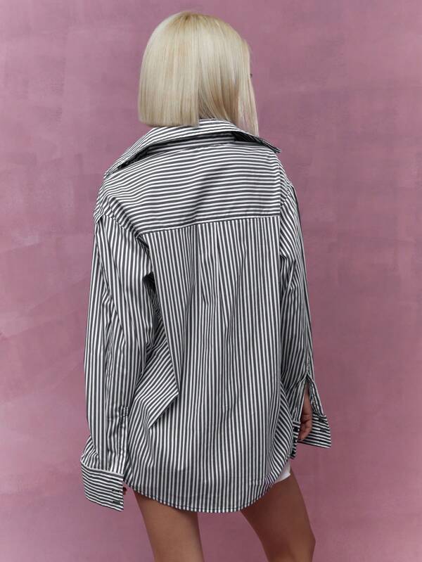 Missguided MISSGUIDED Striped Oversized Shirt Blouse