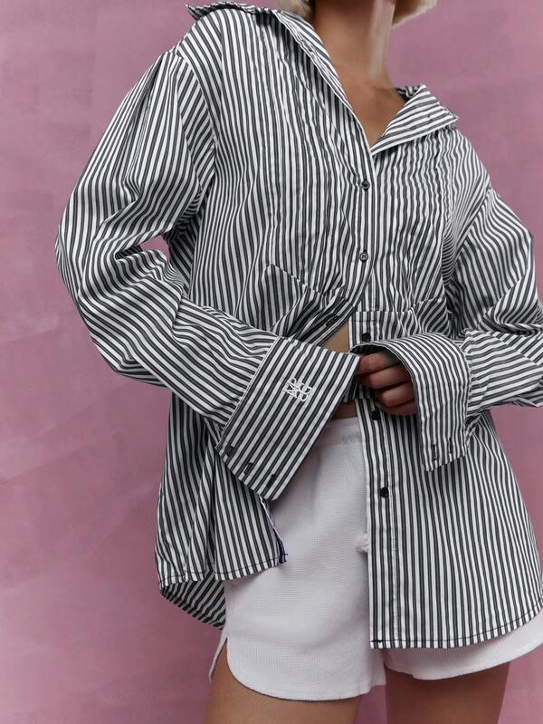 Missguided MISSGUIDED Striped Oversized Shirt Blouse
