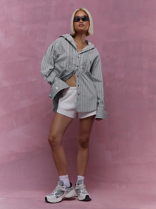 Missguided MISSGUIDED Striped Oversized Shirt Blouse