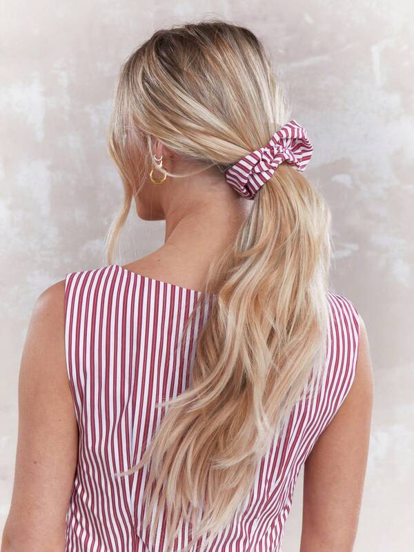Missguided MISSGUIDED Striped Pintuck Sleeveless Mini Sheath Dress With Matching Scrunchie