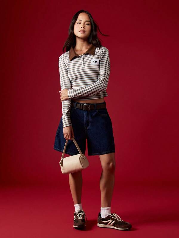 Missguided MISSGUIDED Striped Polo With Contrast Collar