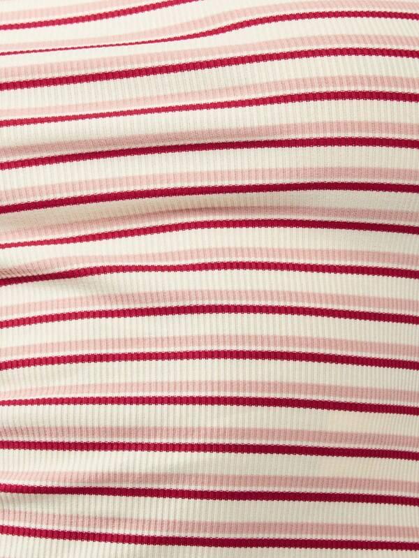 Missguided MISSGUIDED Striped Ribbed Bandeau Strapless Crop Tube Top