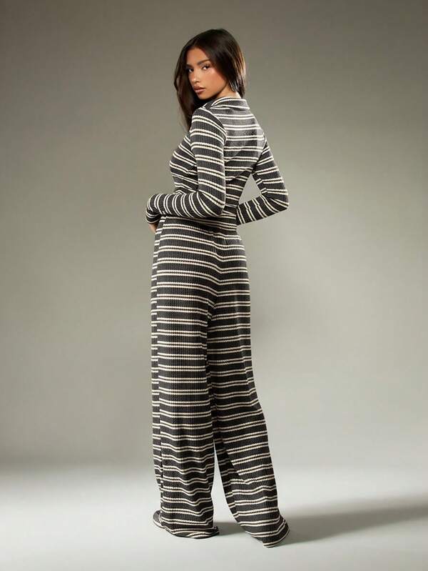 Missguided MISSGUIDED Striped Ribbed Knit Two Piece Coordinating Set