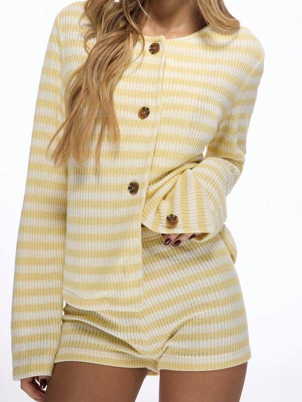 Missguided MISSGUIDED Striped Ribbed Knit Two-Piece Set