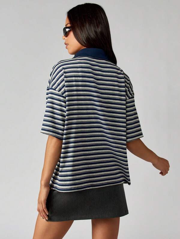 Missguided MISSGUIDED Striped Rugby Polo Shirt With Collar