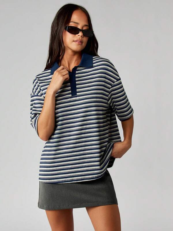 Missguided MISSGUIDED Striped Rugby Polo Shirt With Collar