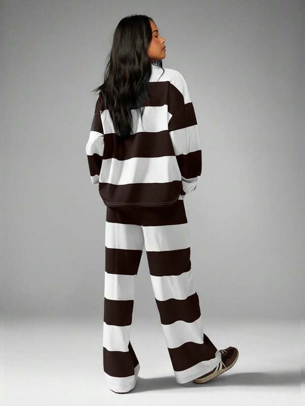 Missguided MISSGUIDED Striped Rugby Polo Two Piece Set