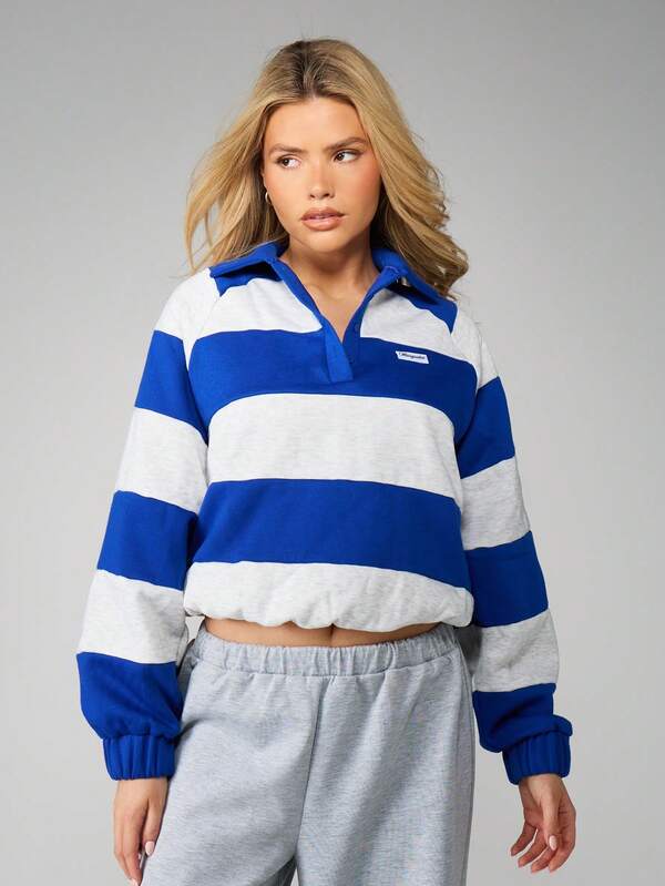 missguided MISSGUIDED Striped Rugby Shirt With Collar