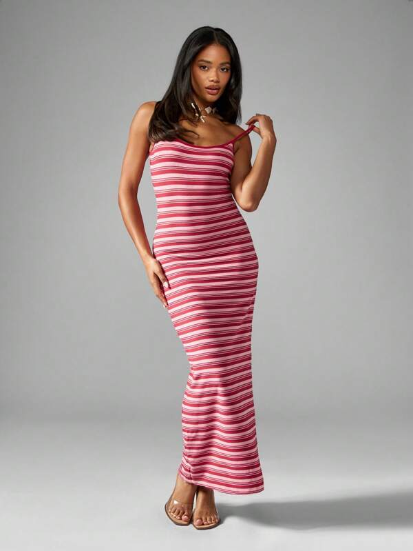 Missguided MISSGUIDED Striped Sleeveless Bodycon Maxi Dress