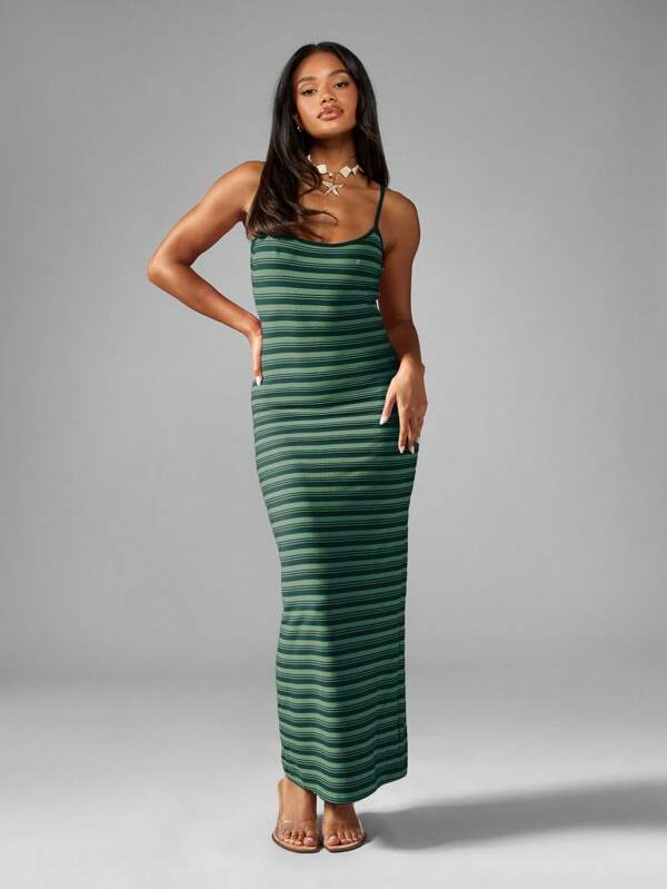 missguided MISSGUIDED Striped Sleeveless Maxi Dress With Spaghetti Straps