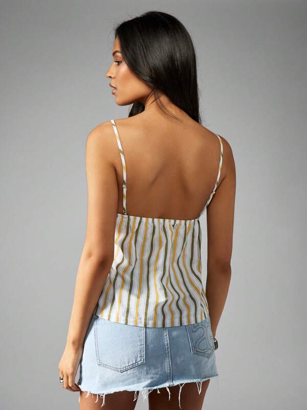 Missguided MISSGUIDED Striped Spaghetti Strap Sweetheart Neckline Cami Top