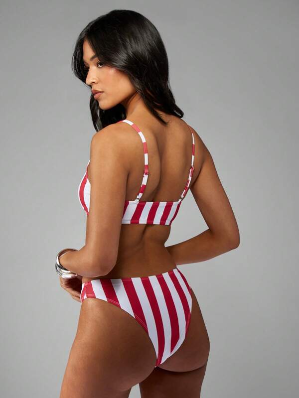 Missguided MISSGUIDED Striped Spaghetti Strap Two-Piece Bikini Set