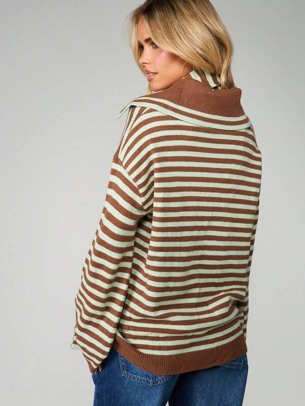 Missguided MISSGUIDED Striped Turtleneck Sweater With Scarf