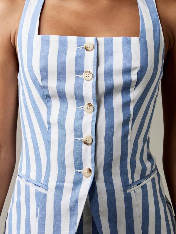 Missguided MISSGUIDED Striped Waistcoat With Matching Mini Skirt