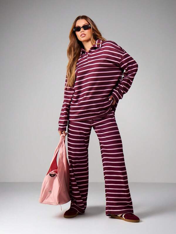 Missguided MISSGUIDED Striped Wide Leg Drawstring Sweatpants