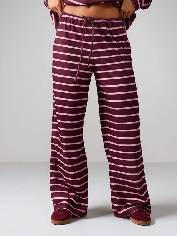 missguided MISSGUIDED Striped Wide Leg Drawstring Sweatpants