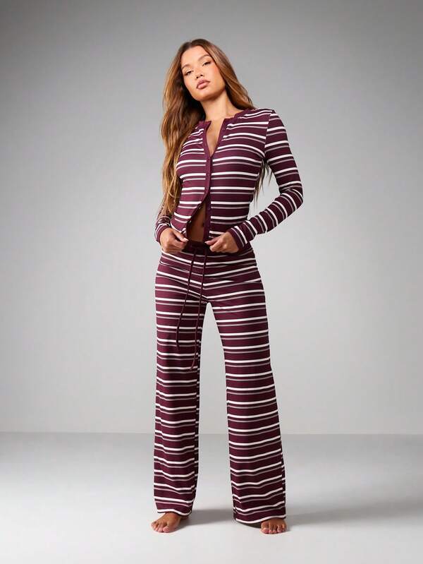 Missguided MISSGUIDED Striped Wide Leg Lounge Pants