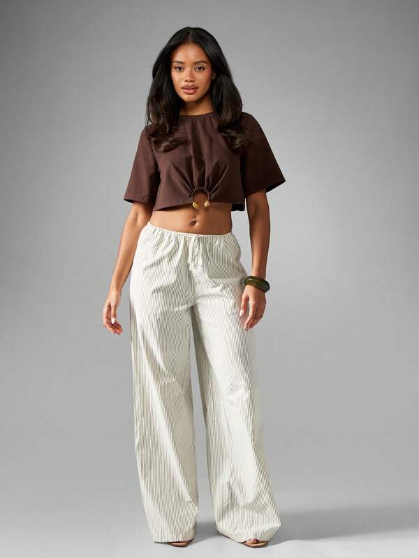 Missguided MISSGUIDED Striped Wide Leg Palazzo Pants