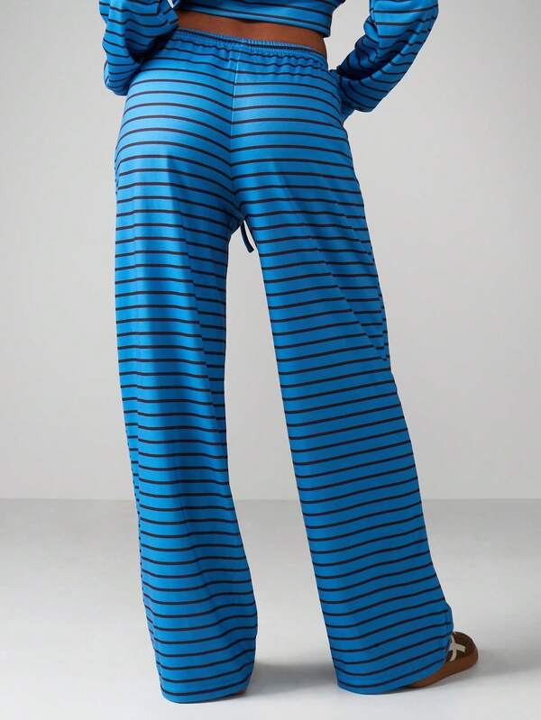 Missguided MISSGUIDED Striped Wide Leg Sweatpants With Drawstring