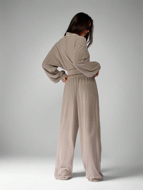 Missguided MISSGUIDED Striped Zip Up Jacket With Wide Leg Pants