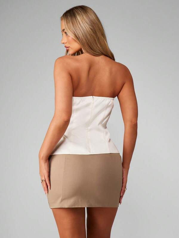 Missguided MISSGUIDED Structured Bandeau Top With Side Tie Details