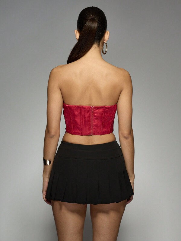 Missguided MISSGUIDED Structured Boned Strapless Satin Corset Top