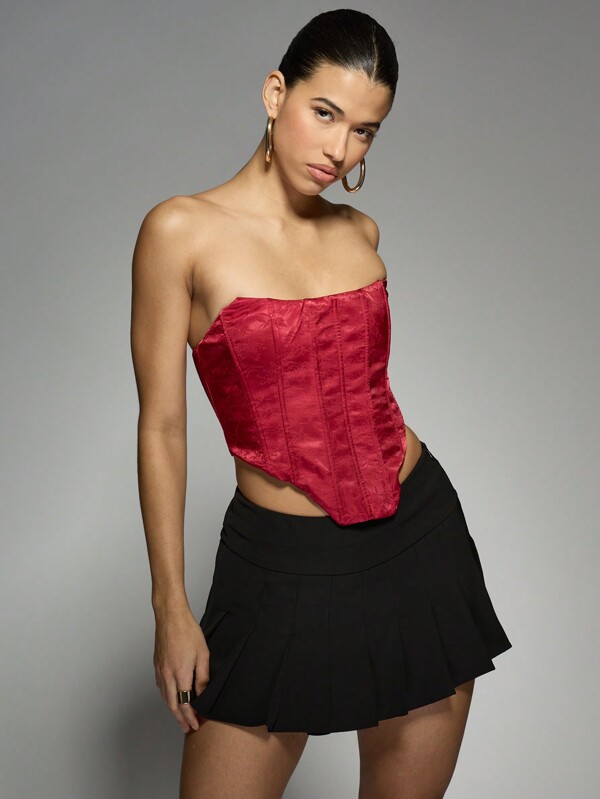 missguided MISSGUIDED Structured Boned Strapless Satin Corset Top